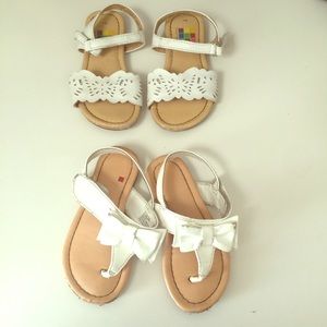 Two pairs of toddler girl size 7 white sandals